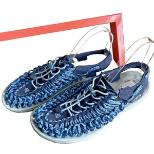 KEEN Uneek Bungee Braided Cord Knitted Hike Blue Sandals Women's Size 10.5